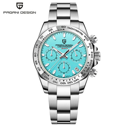 New PAGANI DESIGN Stainless Steel Bracelet Men's Quartz Watch Luxury Sapphire Glass Chronograph VK63 Men's Reloj Hombre Watch
