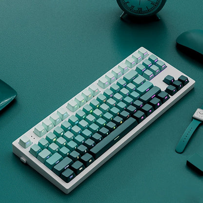 135 Keys Gradient Green Shine Through Keycaps Side Printed PBT Double Shot Keycaps OEM Profile for MX Switches Gaming Keyboards