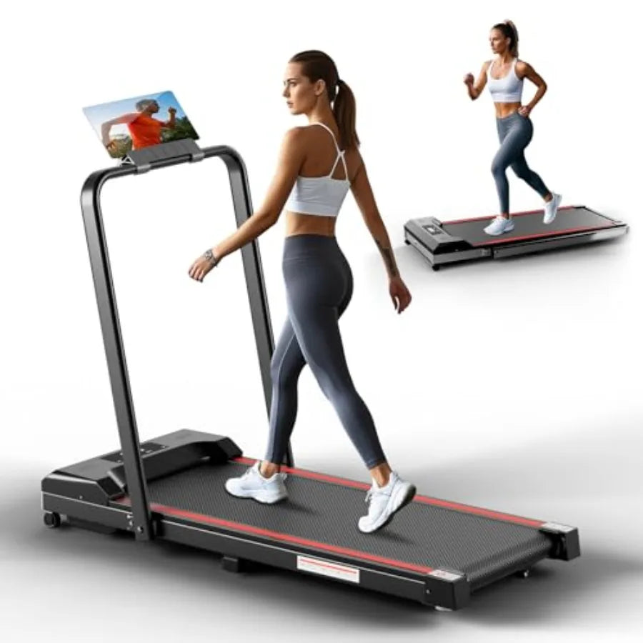 Under Desk Walking Treadmill with Handle Bar for Home and Office Use 3.0HP Motor Supports Up to 300 LBS Folding Design with Rem - Kimlud