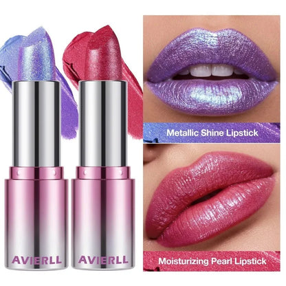 14 Colors Metallic Sparkle Lipstick Polarizing Glitter Shiny Lip Gloss Waterproof Long Lasting Gold Pearl Shine Sexy...