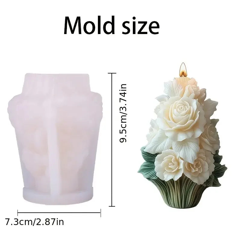 Rose tree candle mold, elegant white flower design, suitable for home decoration and ornaments, handicrafts and creative gifts. - Kimlud