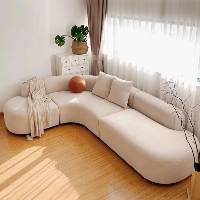 Italian Minimalist Sofa Set Wabi-Sabi Inspired Simple Technology Wood and Cloth for Living Room Sofa Set Living Room Furniture