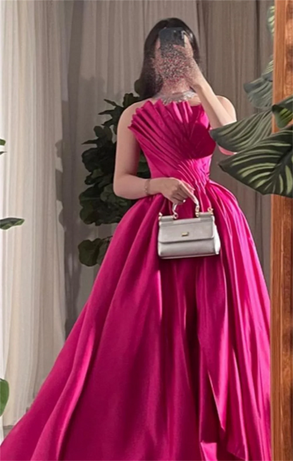 CustomizedProm Dresses Elegant Strapless Ball Gown Draped Shirred Open Back Taffeta Occasion Evening  Vestidos De Ocasião Formal