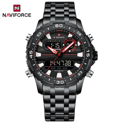 NAVIFORCE Fashion Brand Black Gold Men Watch Fashion Luxury Quartz Wrist Watches Sport Waterproof Stainless Steel Strap NF9234 - Kimlud