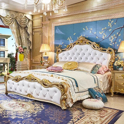 Large Princess Master Bedroom Set Double Villa High Luxury Human Bedroom Set Wooden Sleeping Letti E Mobili Nordic Furniture - Kimlud