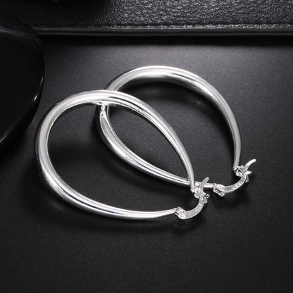 925 Sterling Silver 41MM Smooth Circle Big Hoop Earrings For Women Fashion Party Wedding Accessories Jewelry Christmas...