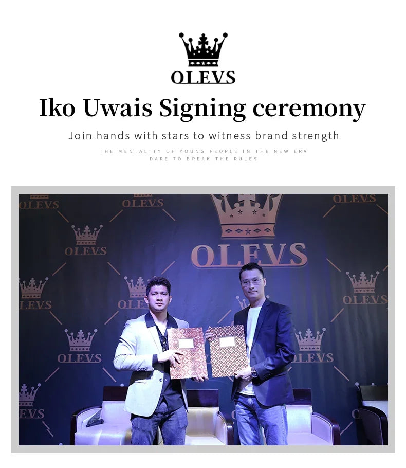 OLEVS 6695 NEW Men's Watches Full Multifunctional Dial Blue Leather Strap Calendar Week Moon Phase Waterproof Wristwatch...