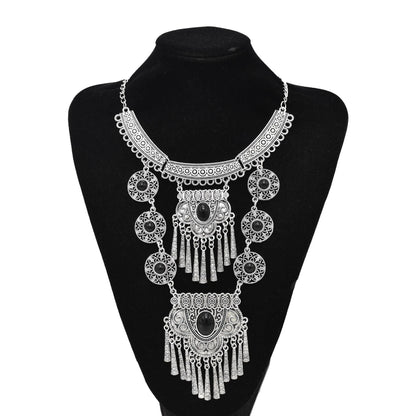 Gypsy Boehmian Hippie Collar Necklaces for Women Big Chunky Tibetan Silver Metal Necklace Festival Turkish Party Jewelry...