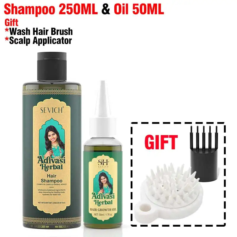 SEVICH Herbal Hair Growth Oil Set Ayurvedic Fast Hair Regrowth Thicken Serum India Adivasi Anti Hair Loss Hair Care...