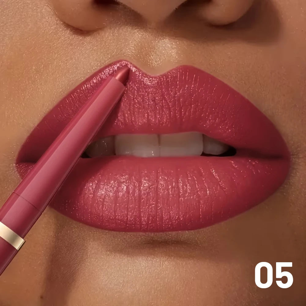 High Pigment Matte Nude Lip Liner Pencil, Waterproof Long Wear Smooth Retractable Lip Contour Makeup - Kimlud