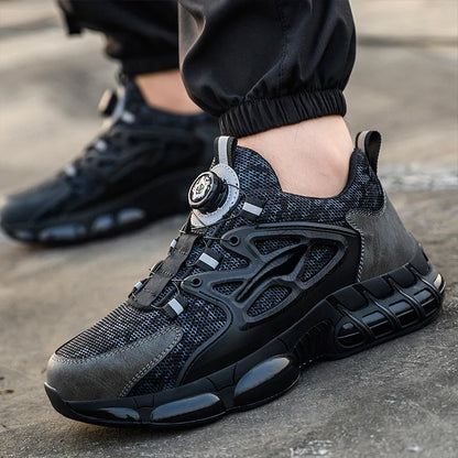 Rotating Button Safety Shoes Men Steel Toe Sneaker Air Cushion Work Shoes Man Puncture Proof Work Safety Boots Protective Shoes