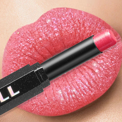 Diamond Shiny Lipstick Highly Pigmented Metallic Pearl Lipstick Waterproof Long-Lasting Makeup Sparkle Radiant All Day Cosmetic