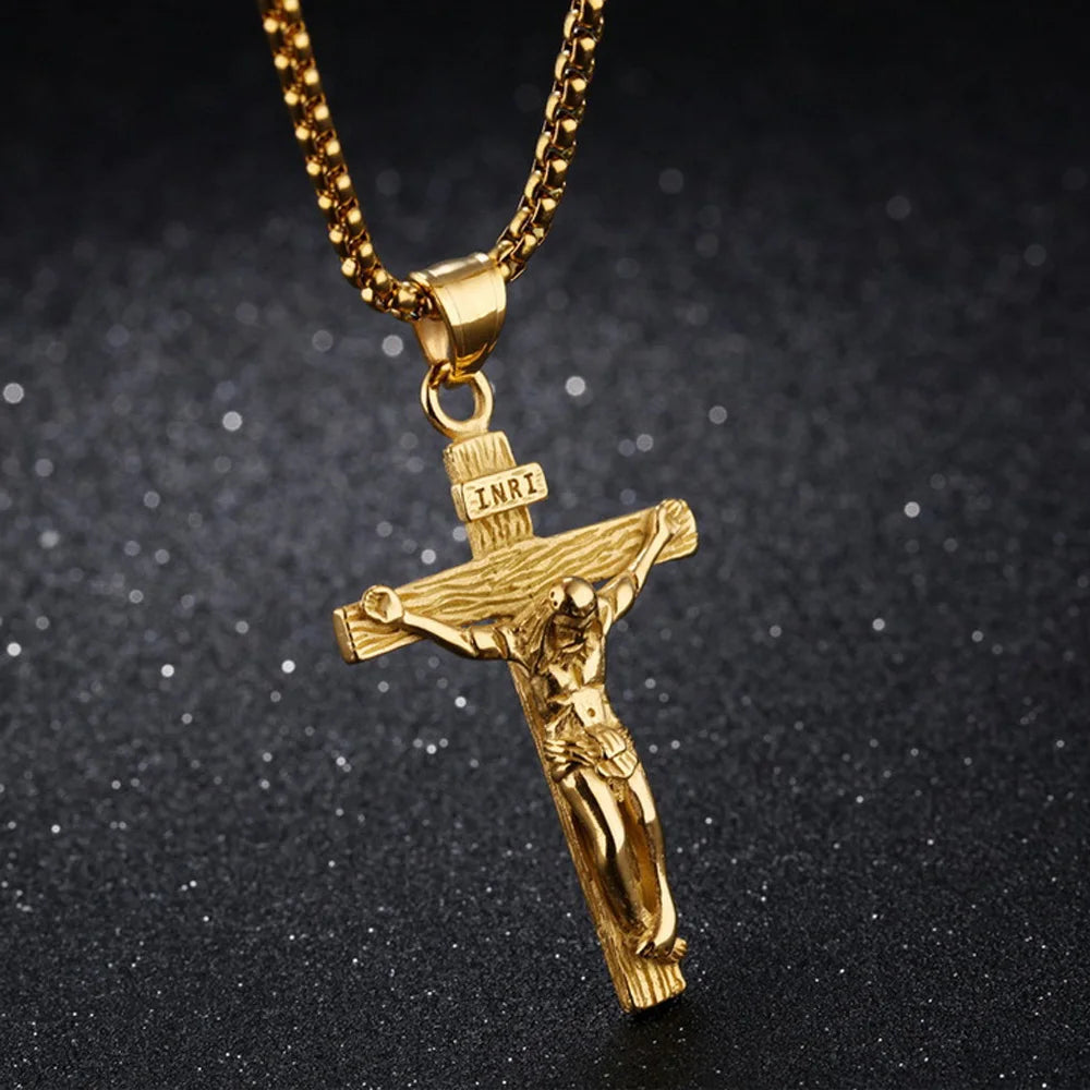 Premium Cross Necklace for Women 18k Gold Plated Trendy Gold Cross Pendant Chain for Girls Crucifix Necklace for Women Girls