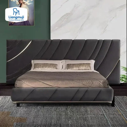 High-end Double Bed Luxury Bedroom Furniture Set Customizable Villa Bedroom Furniture Black Mattress King/Queen Size Bed...