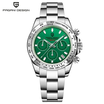 New PAGANI DESIGN Stainless Steel Bracelet Men's Quartz Watch Luxury Sapphire Glass Chronograph VK63 Men's Reloj Hombre Watch