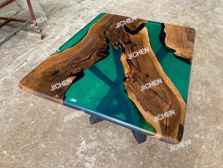 Premium Luxury Furniture Dining Kitchen Dining Solid Walnut Coffee River Epoxy Flat Table - Kimlud