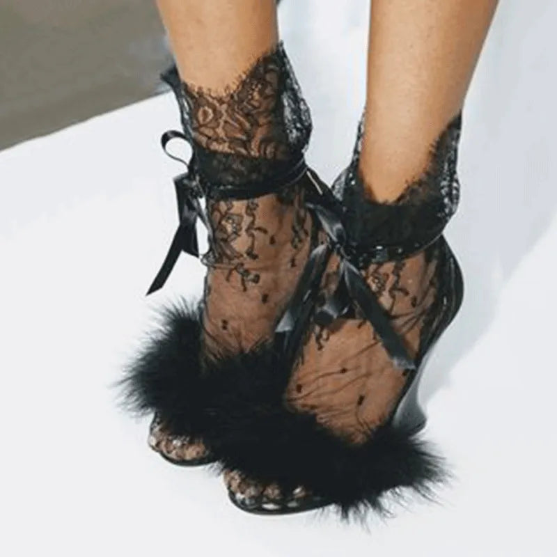 BKLD Womens Socks 2022 Summer Sexy Lace Floral Transparent Socks Women Mesh Women Girl Socks Elastic Fashion Lady Short Socks - Kimlud