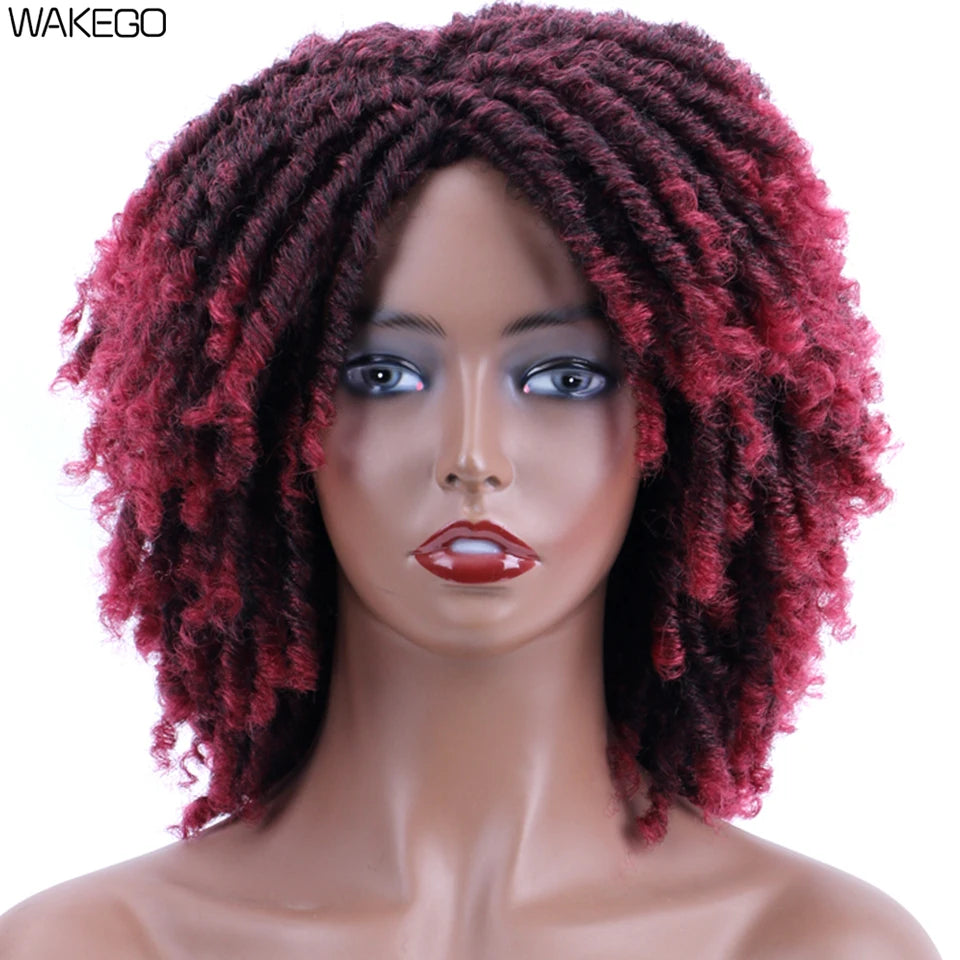 Ombre Short Dreadlock Wigs Blonde Grey Purple 27 30 350 Bug 12 Colors Wig Curly Synthetic Twist Faux Locs Wig Dreads...