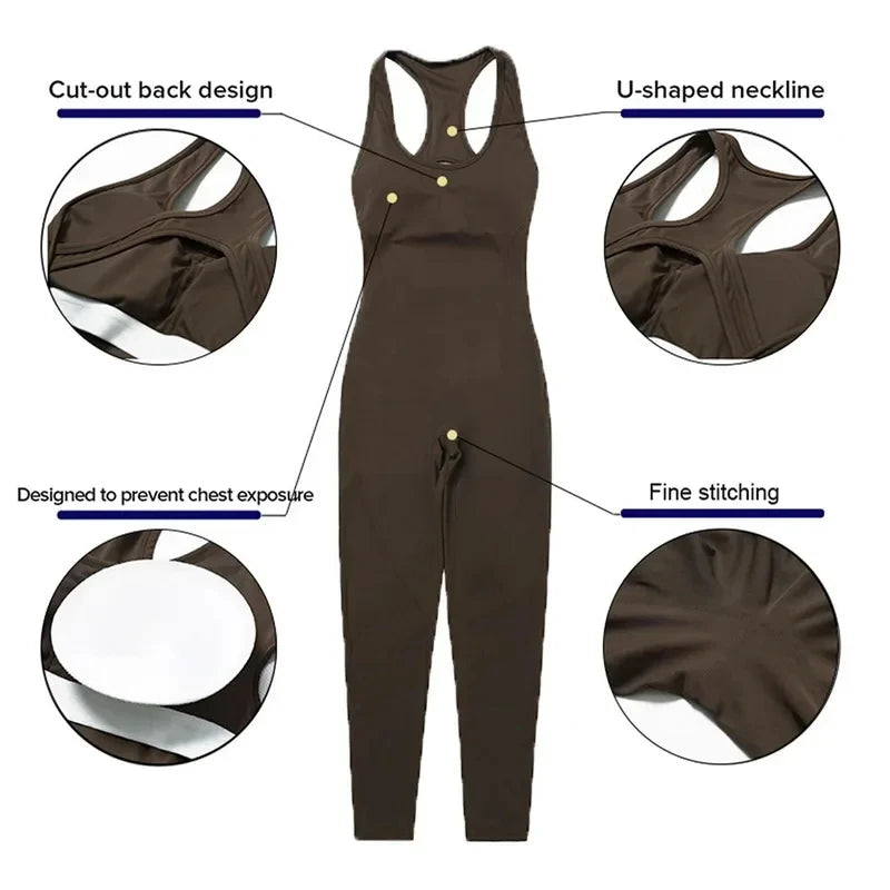 Gym Tracksuit Jumpsuit Sports Overalls for Women Sexy Workout Set Fitness Bodysuit Romper Sportswear Women One-Piece Yoga Suit - Kimlud