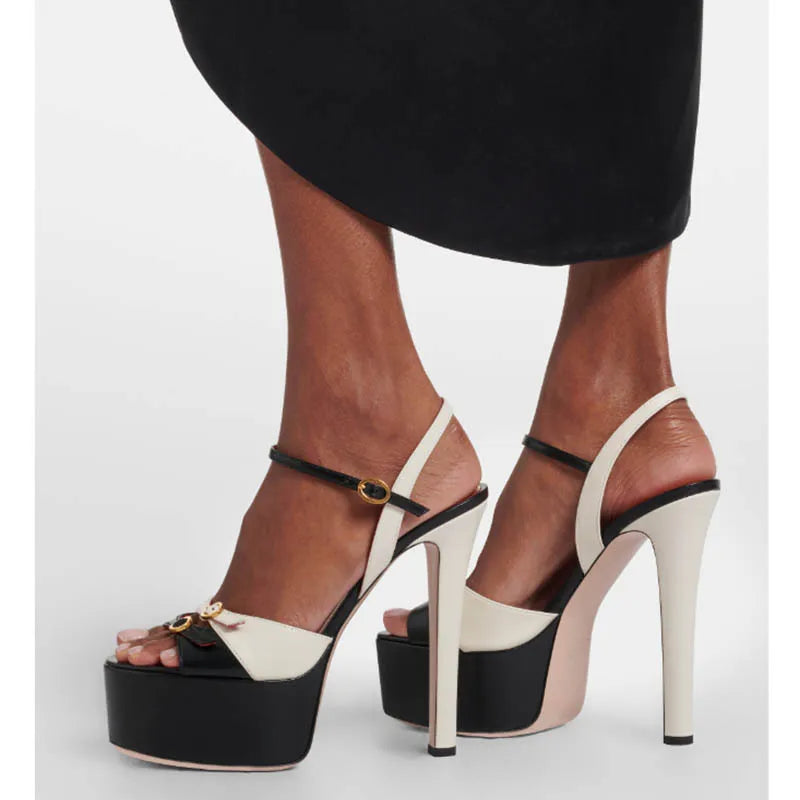 French Style Luxury High-Heeled Shoes with Thick Toe and Hollowed Out Back for Banquets, Women's Buckle Strap Sandals |...