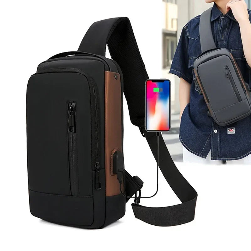 Fashion Business Men's Crossbody Bag Anti-Theft Password Lock Men's Chest Bag With USB Charging Port Travel Shoulder Bag for Man