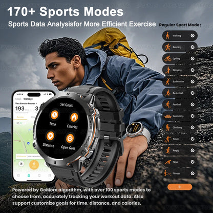 2025New Outdoor Military GPS Compass Smart Watch Men 1.73"HD AMOLED Screen 1000MAH Heart Rate BT Call IP68 Waterproof Smartwat