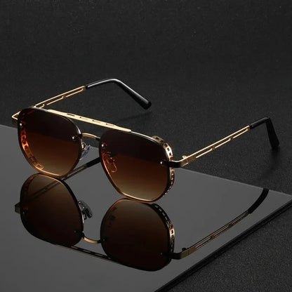 Men New Driving Sunglasses Vintage Steampunk Square Sunglasses Metal Frame with Spring Hinges Women Eyepiece UV400...