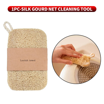 10PCS/5PCS/1PC - Double layer natural loofah sponge for kitchen cleaning, biodegradable, suitable for kitchen cleaning