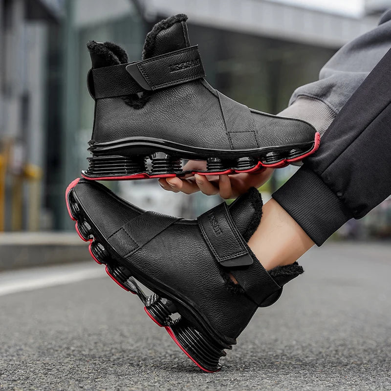 Men's Warm Winter Boots Waterproof Non-Slip Plush Lined Sneaker Shoes Winter Slippers Comfortable Male Tenis Boots