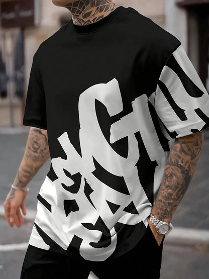 2025 New Summer Personalized Letter Printed Comfortable and Breathable Round Neck T-shirt Outdoor High Street Top