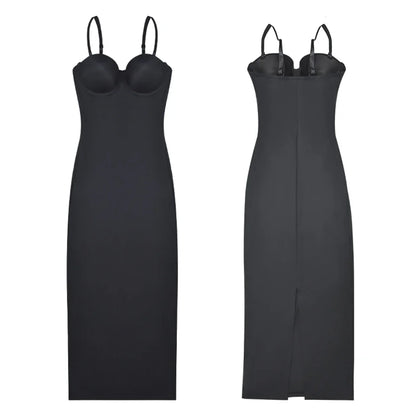 Wechey Slip Dress Tummy Control Shapewear Women Slimming Body Push Up Bras Lifts Breasts Underwear Slit Hemline