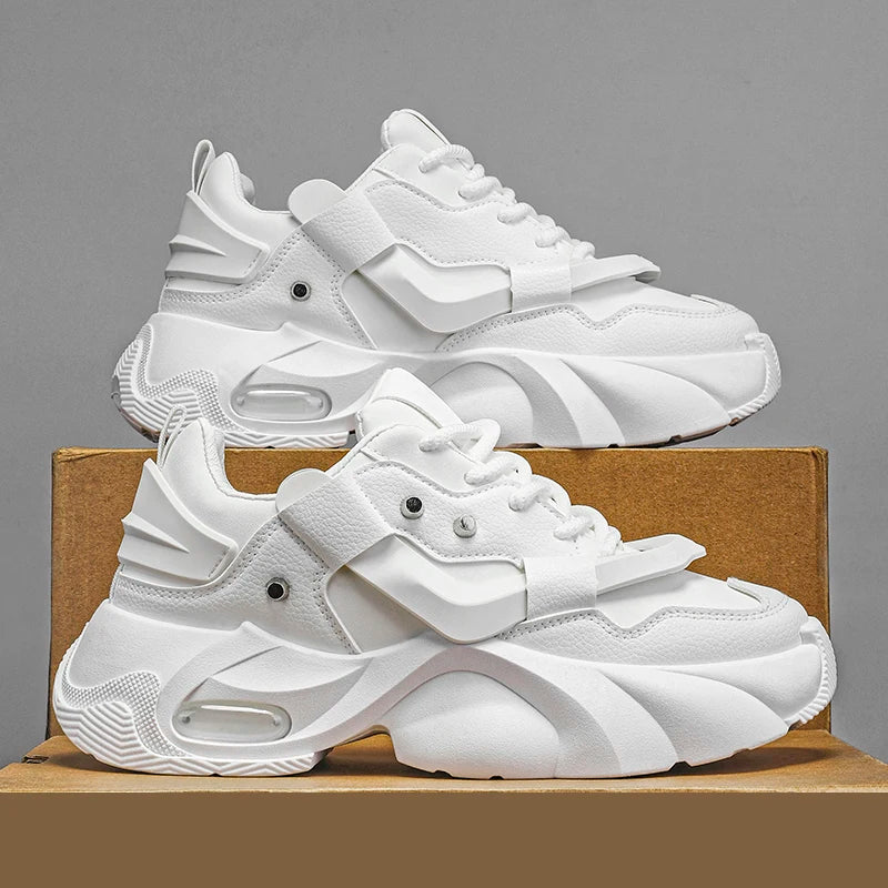 Men's Thick-soled Height-increasing Casual Sports Shoes, Low-top Lace-up Style, Wear-resistant Sole, Comfortable and Anti-slip,