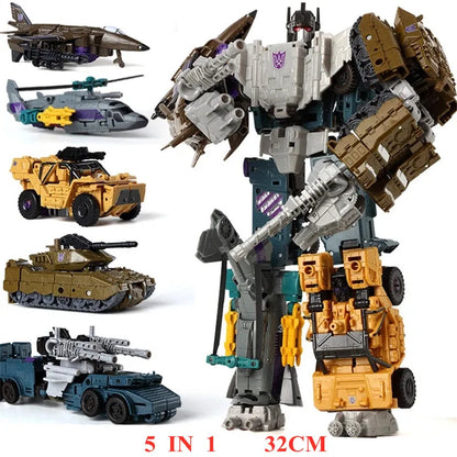 Haizhixing 6 IN 1 NEW Transformation Toys Anime Devastator Action Figure KO G1 Robot Aircraft Engineering Vehicle Model Boy Kids