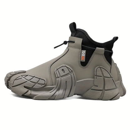 Fashionable and Versatile High Top Men's Shoes, 2025 New Autumn Anti Slip and Waterproof Side Zipper Work Sports Shoes