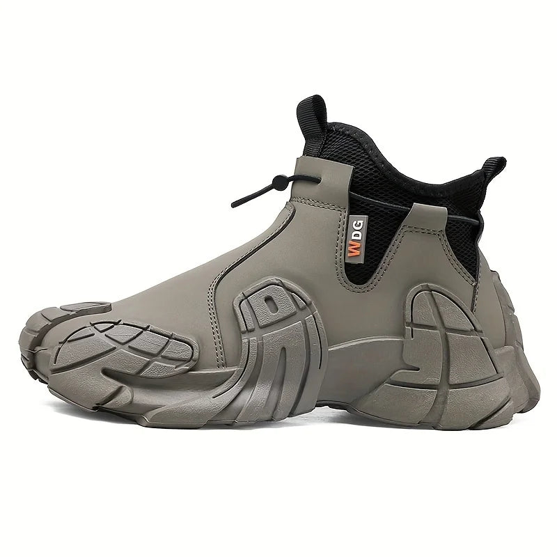 Fashionable and Versatile High Top Men's Shoes, 2025 New Autumn Anti Slip and Waterproof Side Zipper Work Sports Shoes