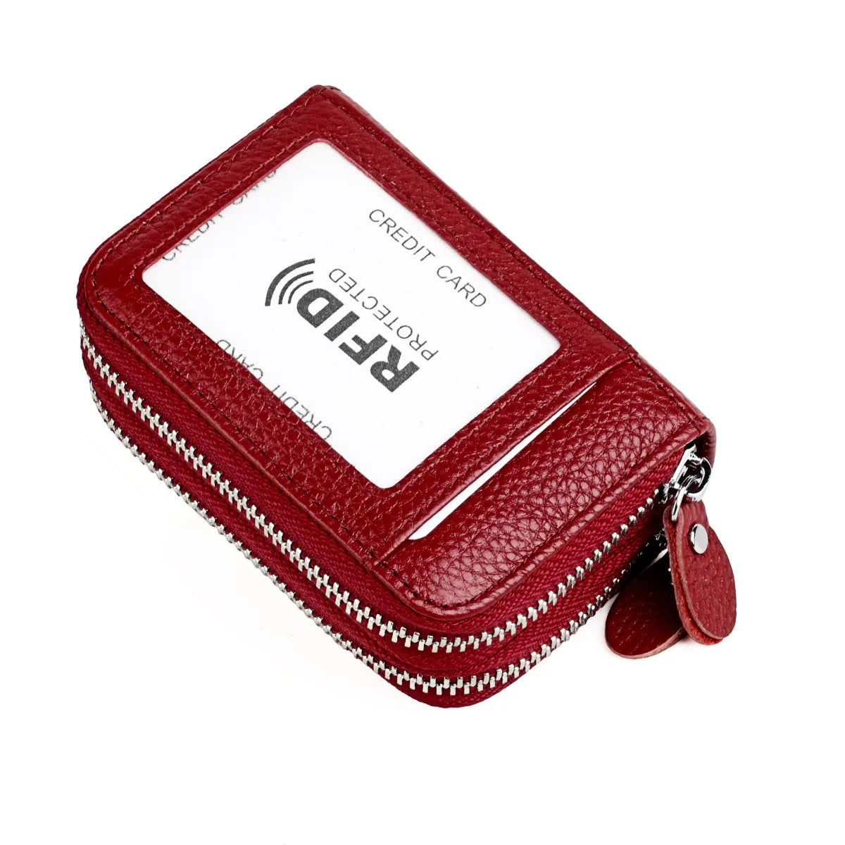 RFID Blocking Fashion Women Card Holder Genuine Leather Double Zipper Large Capacity Female Wallet Purse | Kimlud Mid...