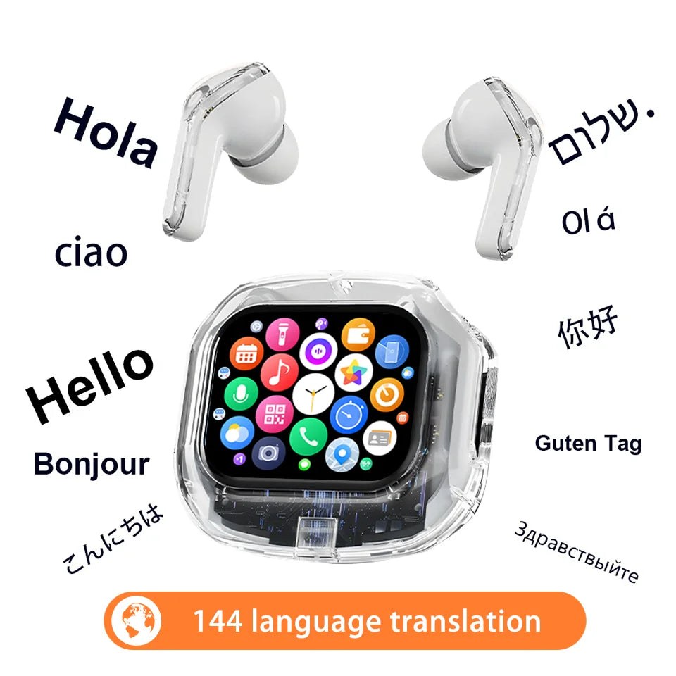 HLXZK 01 Bluetooth V5.4 Earphones AI Translator Earbuds OWS LCD Touch Screen Sport Wireless Headphones HD Stereo Sound Longlife