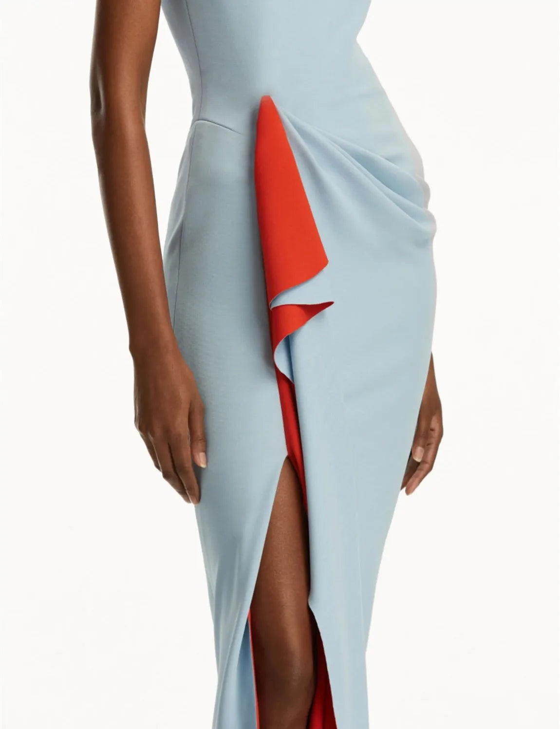 Customized Short O-Neck Evening Dresses with Ruffles/Slit Mermaid Crepe Pleated فساتين السهرة for Women - Kimlud