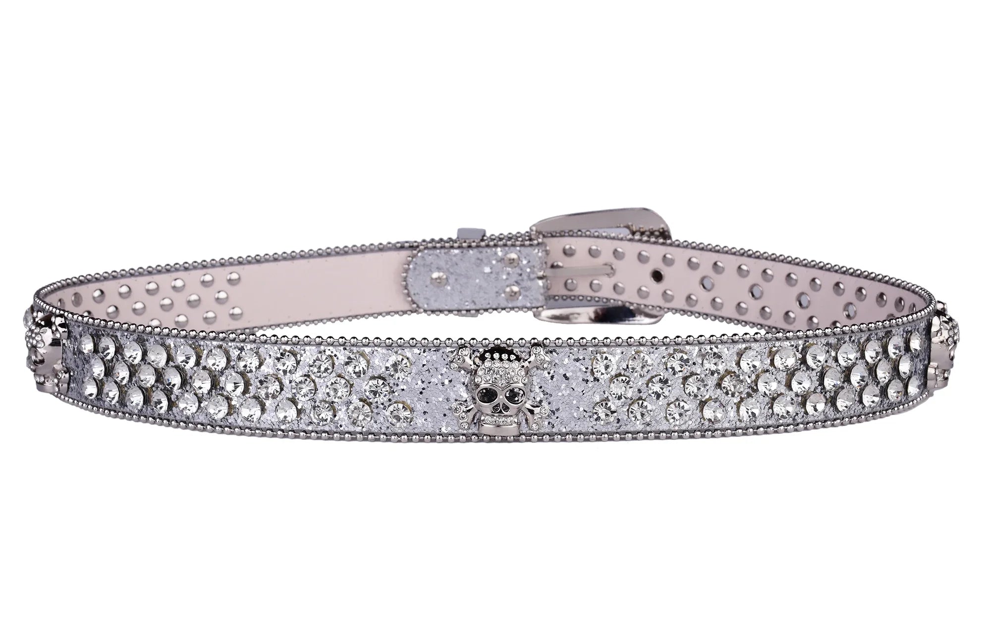 Rhinestone SkullBelt Western Cowgirl Belts For Women Girls Studded PU Leather Country Belt