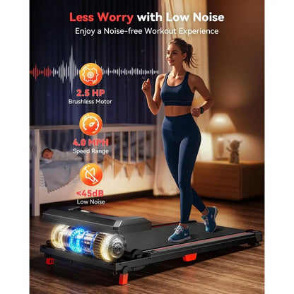 Compact Desk Treadmill with Incline, 2.5HP Quiet Portable Treadmill for Home/Office, 330 lbs Capacity, Remote & LED Display