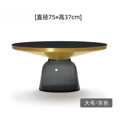 Nordic Creative Glass Round Coffee Table Combination Living Room Reception Side Table Transparent Light Luxury Coffee Tables - Kimlud