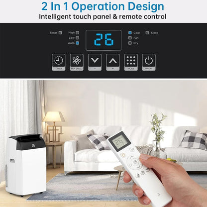 10000 BTU Portable Air Conditioner, 4-in-1 Cooling Dehumidifier Fan Timer, Ultra Quiet, With Exhaust Hose & Window Kit |...