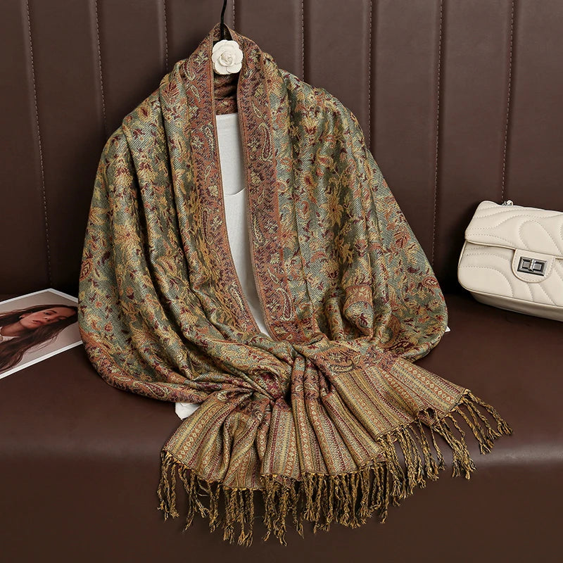 Luxury Brand Autumn Cashmere Pashmina Shawl Lady Wrap Warm Winter Scarves Design Print Female Foulard Cotton Stoles...