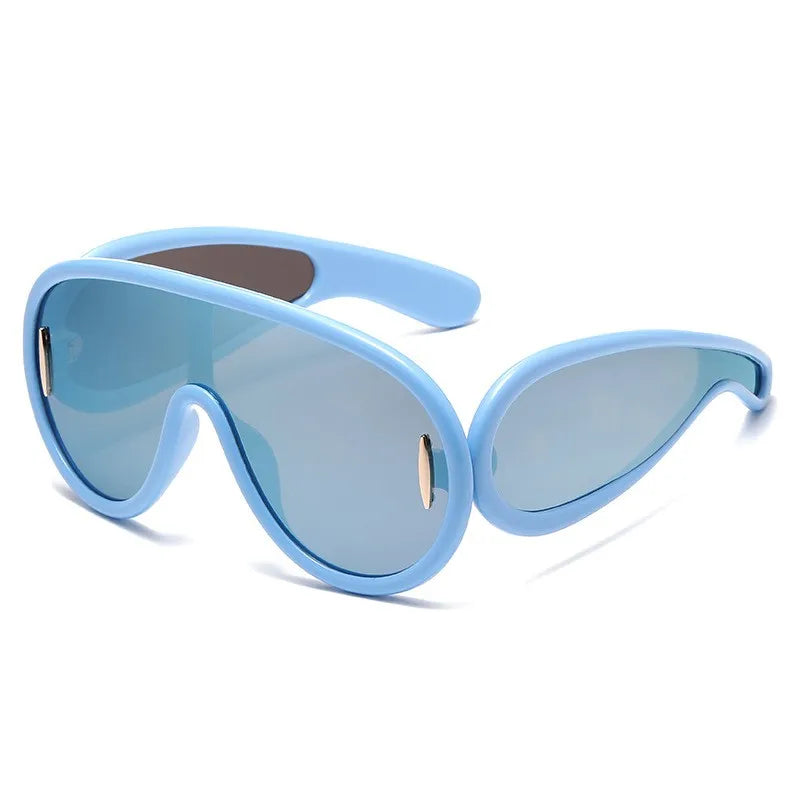 Sports Punk Oversized Sunglasses Steampunk Y2K Women Men Personality Sun Glasses Ladies 2023 Luxury Brand Eyewear Goggle UV400 - Kimlud