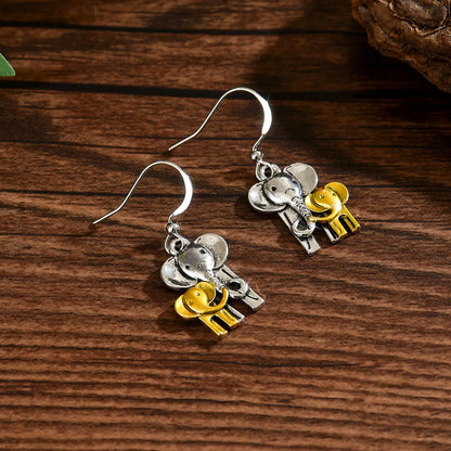 Retro Elephant Mom and Baby Elephant Small Animal Earrings Fashionable and Cute niche Design Women's Jewelry | Kimlud...