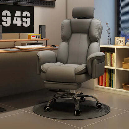 Office Chair Ergonomic Big Tall Computer Desk Chair with Retractable Adjustable Headrest Leather Chair with Flip up Armrests