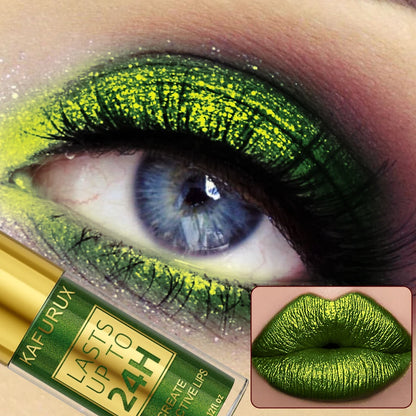 3 Colors Smoky Green Eyeshadow&Lipstick Pencil Stick Waterproof Pearlescent Metallic Glitter for Eye or Lip Makeup Tool Gifts