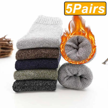 5Pairs Winter Thicken Wool Merino Socks Women Towel Keep Warm Winter Socks Cotton New Year Christmas Gift Russia Socks...