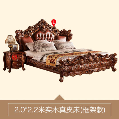 European Simple Bed Leather Princess Adult Aesthetics Design Square Bed Bedroom Queen Sleeping Muebles Lounge Suite...