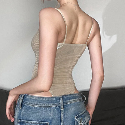 Summer New Fashion Solid Color Lingerie Sexy One-Piece Lace-Up Sleeveless Slim Fit Bodysuit Casual Streetwear Festival...